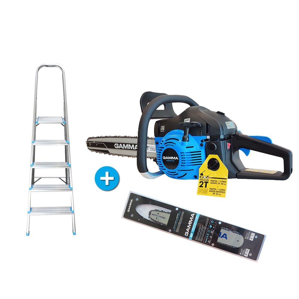 combo motosierra 20 pulgadas + repuesto + escalera